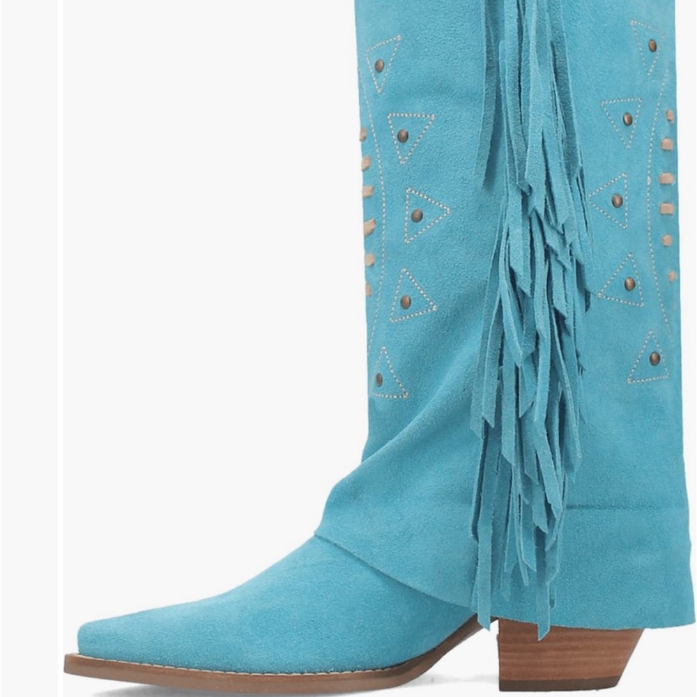 Dingo Turquoise Fringe Cowboy Boots - Picture 6 of 10